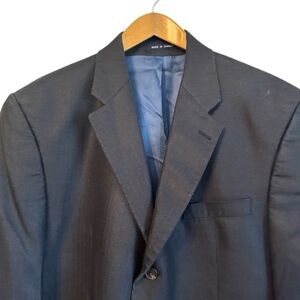 Ralph Lauren Blue Silk Wool Men's Business Suit Jacket Blazer Sports Coat 44R